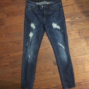 Armani Exchange distressed cropped skinny jeans